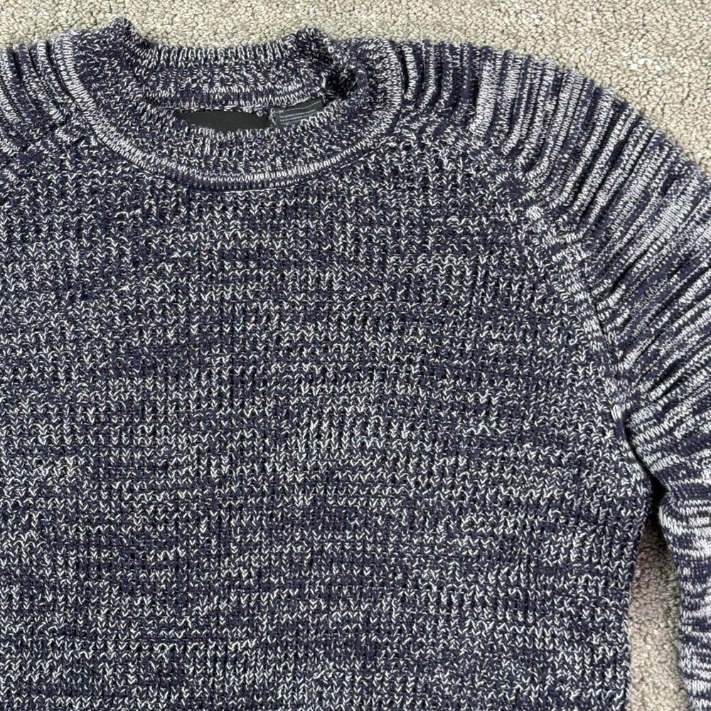 G-Star Raw Suzaki R Knit Sweater Mens Small Navy Blue White Marled Pullover